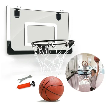 

With Ball Transparent Office Toy Shatterproof Backboard Steel Rim Wall Hanging Basketball Hoop Set Mini Children Rebounds Indoor