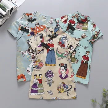 

3-9 years children cheongsam new summer retro fashion comfortable all-round Chinese style little girl baby girl cheongsam dress