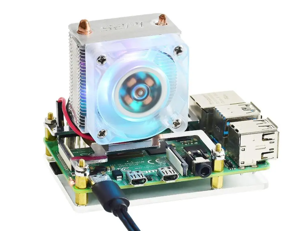 Waveshare ICE Tower Вентилятор охлаждения процессора для Raspberry Pi, супер тепловыделение, поддерживает как Raspberry Pi 4, так и 3