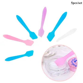 

5Pcs Mini Cosmetic Spatula Disposable Curved Scoop Plastic Makeup Mask Cream Spoon Eye Cream Stick Make Up Face Beauty Tool Kits