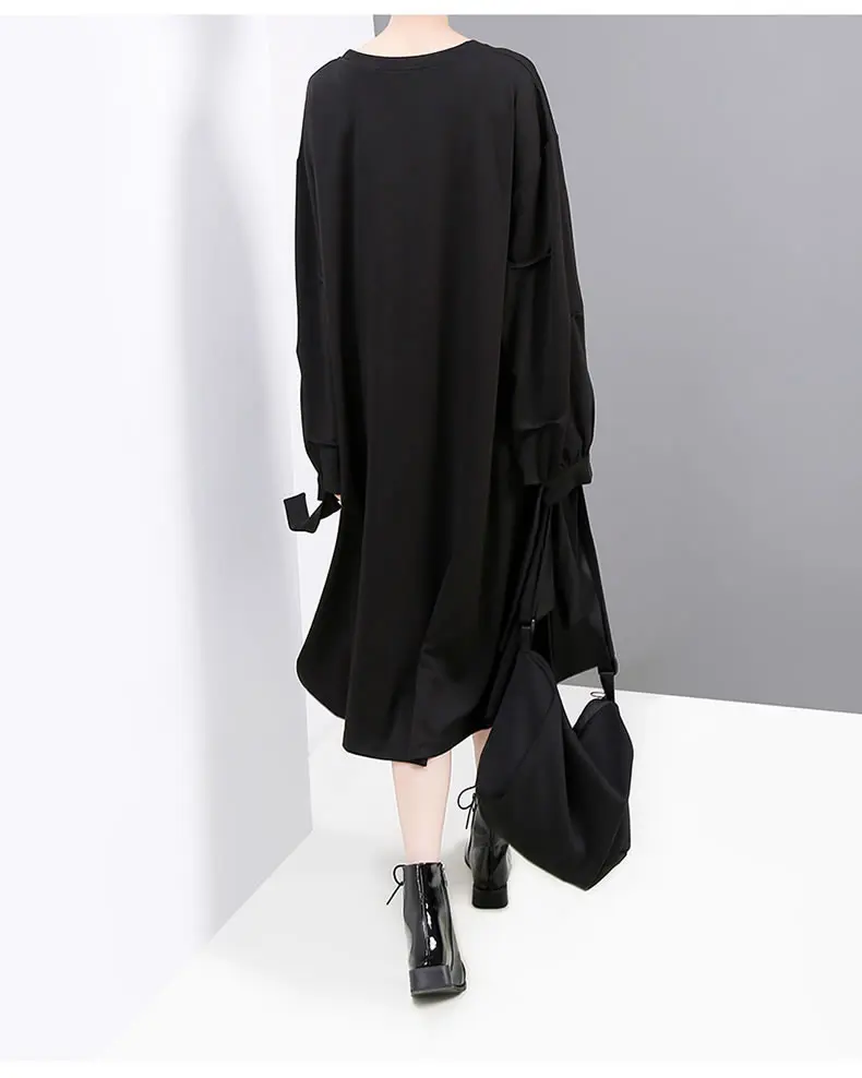 XITAO плюс размер лоскутное платье с лентой на Молнии Бандаж пакет Женская одежда Свободный пуловер элегантное платье новое GCC2573