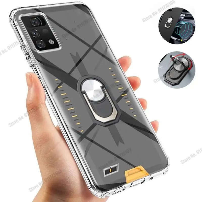 neck pouch for phone Phone Case for Umidigi A11 Pro Max Soft Silicone 360 Rotation Ring Stand Holder Case for Umidigi Bison GT Transparent Cover Capa phone pouches