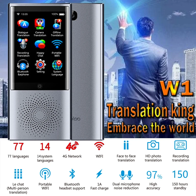 Tradutor inteligente de voz portátil ai, tradução instantânea de idiomas en tempo real 76, tradução instantânea de fotos offline