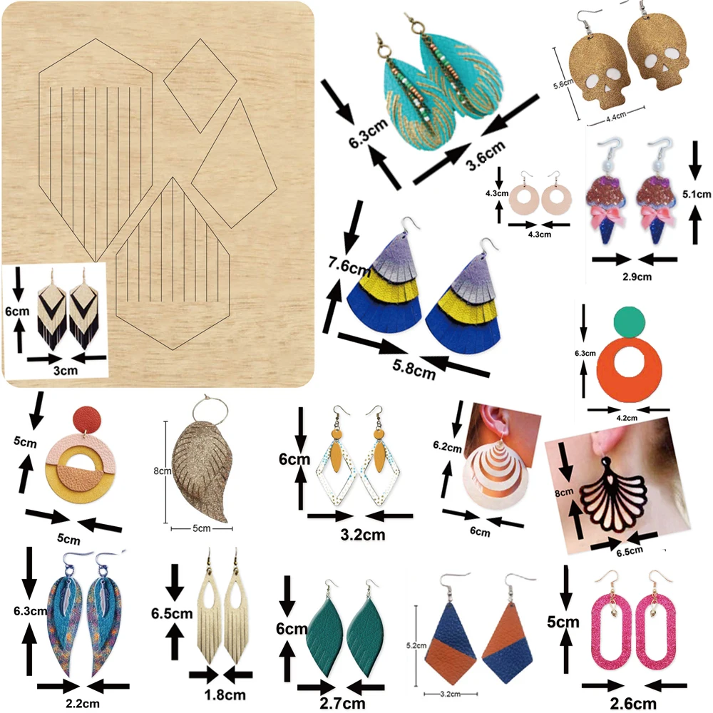 

Fashion Tassel Drop Dangler Earrings Cutting Die Pendant Wooden Dies Suitable for Common Die Cutting Machines on the Market 2020