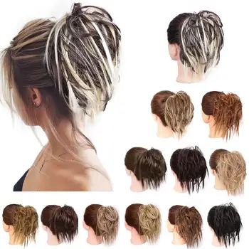 

60color elastic band chignon hair extension synthetic Scrunchies bun hair Updo donut fake hair hairpiece for women