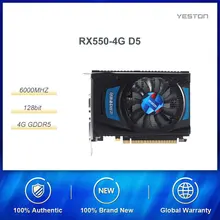 Yeston-Tarjetas gráficas para videojuegos, placa Radeon RX 550 GPU con capacidad de 4 GB, GDDR5 de 128 bit, apoyo DVI-D/HDMI/DP PCI-E para ordenador de escritorio