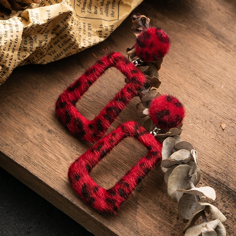 Женские винтажные бархатные леопардовые серьги в стиле бохо серьги-гвоздики с