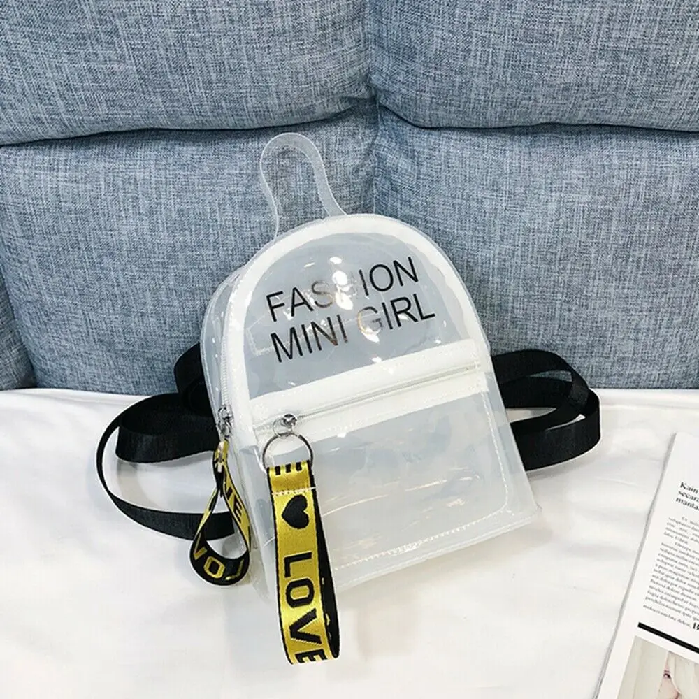 Женский модный мини рюкзак из ПВХ 6 цветов школьный с прозрачными плечами