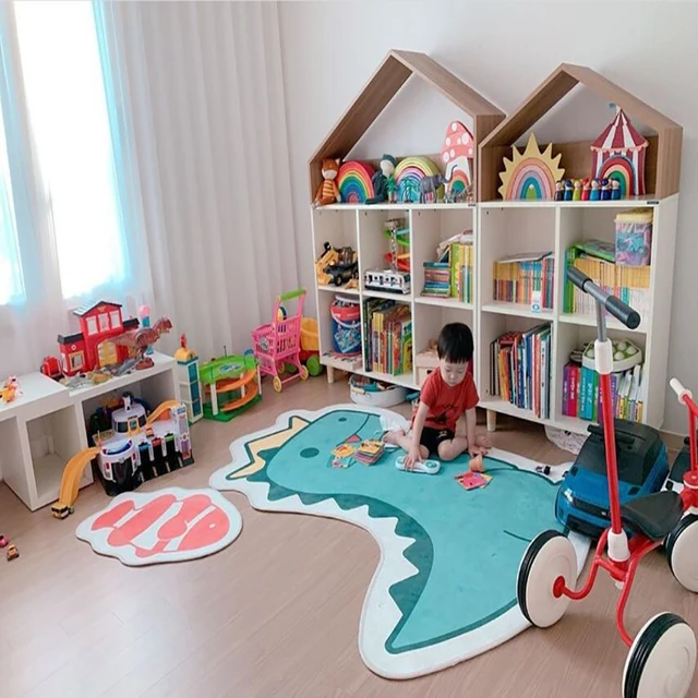 125x90cm Cute Mat Cartoon Animals Dinosaur Shape Kids Developing Rug Mats Crawling Soft Blanket Carpet Toys For Baby 2