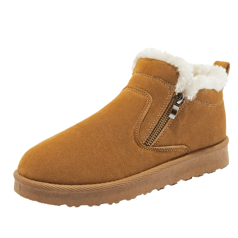 Цвет: желтый Suede upper thick velvet zipper design Korean version of the warm thin legs snow boots women's winter snow boots warm non-slip b - Цвет: Цвет: желтый
