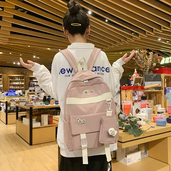 

Harajuku style Female backpack literary canvas student school bag Japanese and Korean casual large-capacity backpack cute bag