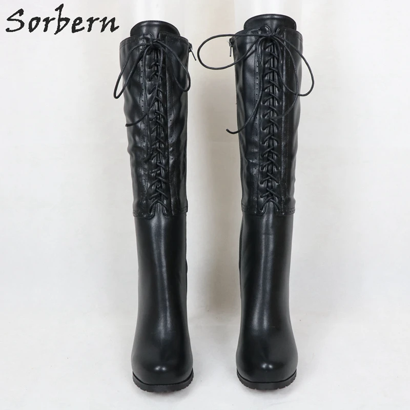Sorbern/черные зимние сапоги женские до колена реальное изображение Damen Schuhe обувь