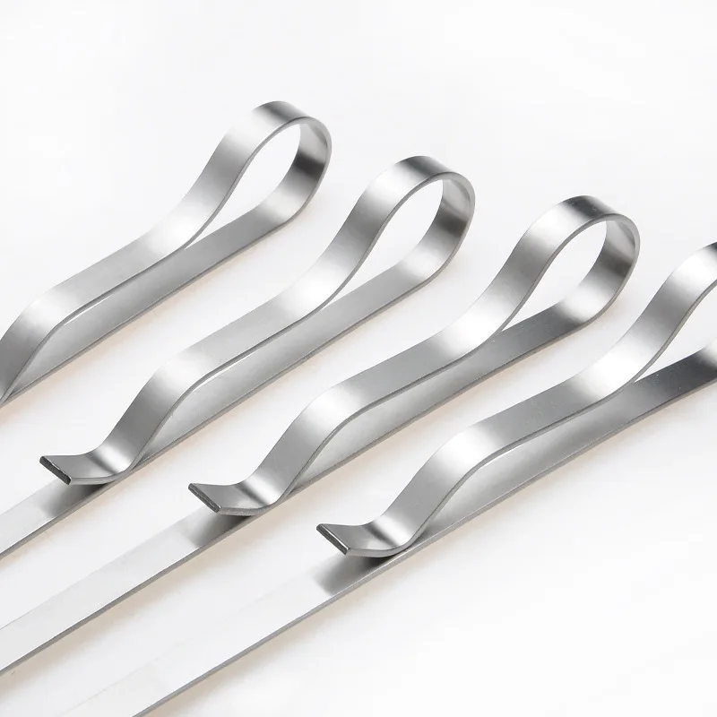 BBQ Wide Skewers Set 16.5 Inch Length Flat Metal Grilling Skewers Set Reusable BBQ Tools Stainless Steel Barbecue Sticks bbq skewers