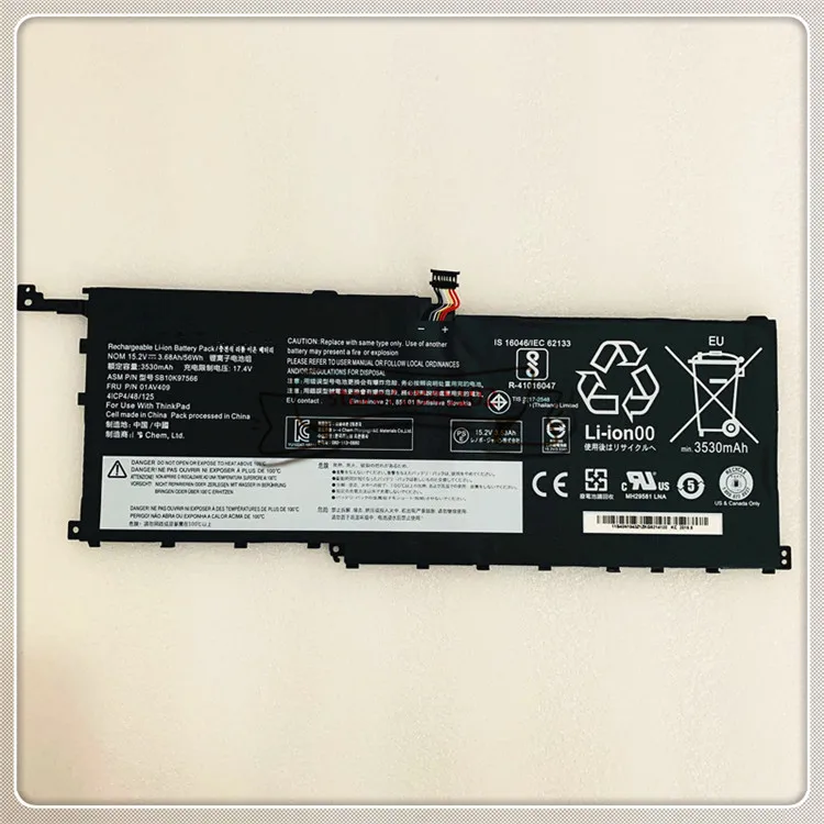 GYIYGY Аккумулятор для ноутбука lenovo ThinkPad X1 Carbon 4th Gen Series SB10K97566 01AV409 15,2 V 56Wh 3680mAh