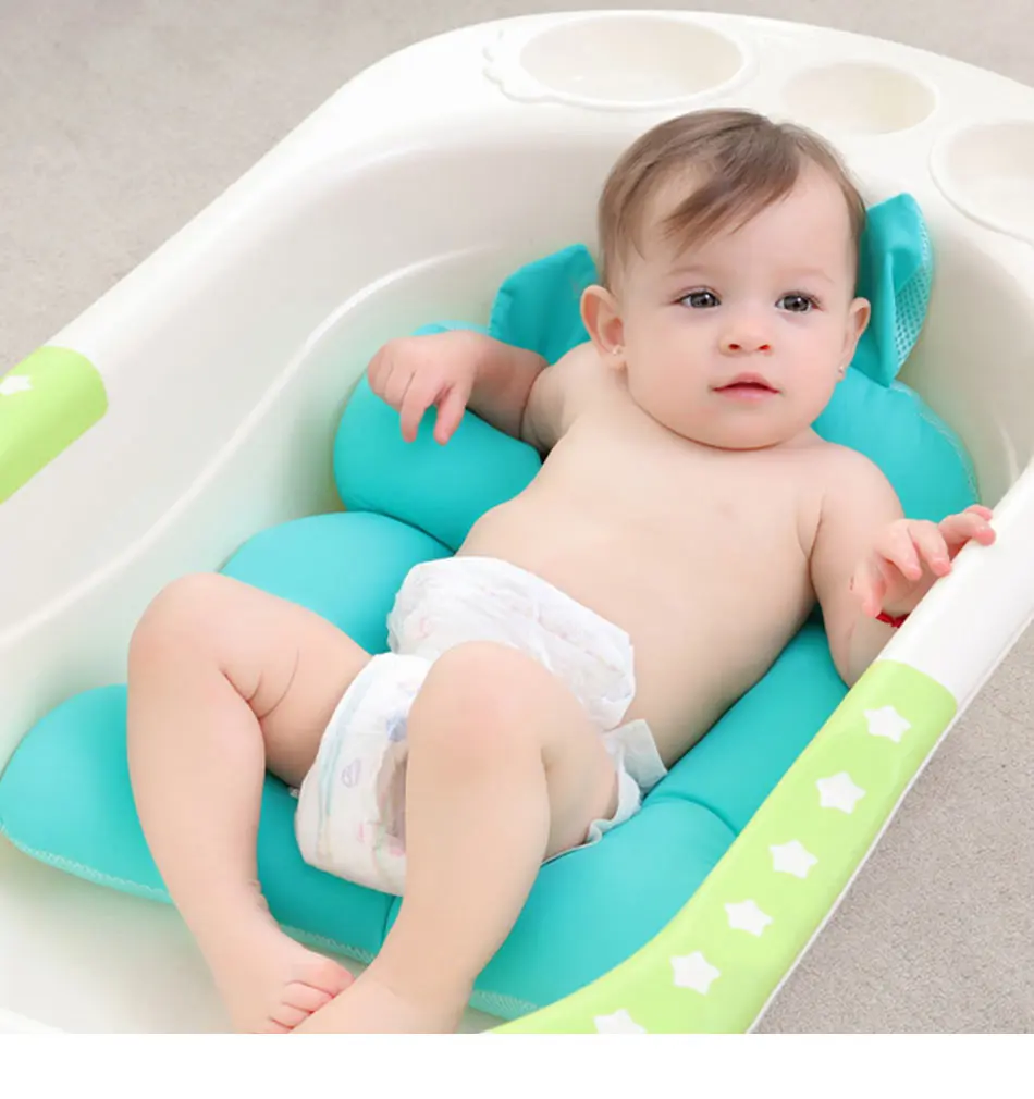 Детская переносная воздушная подушка для душа, детский коврик для ванной, нескользящий коврик для ванной, безопасное сиденье для купания для новорожденных, складная мягкая подушка