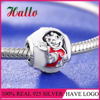 

Genuine 925 Silver Lilo & Stitch Charm Enamel Bead Fit 925 sterling silver bracelet pulseras de plata 925 original bracelets