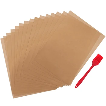 

300 Pcs Baking Paper Sheets, No Chemical Non-Stick Unbleached Precut Baking Paper with A Silicone Brush