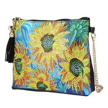

Yfashion New 5D DIY Diamond Painting Shoulder Chain Bag Hand-drilled Material Kit Sunflower Pattern