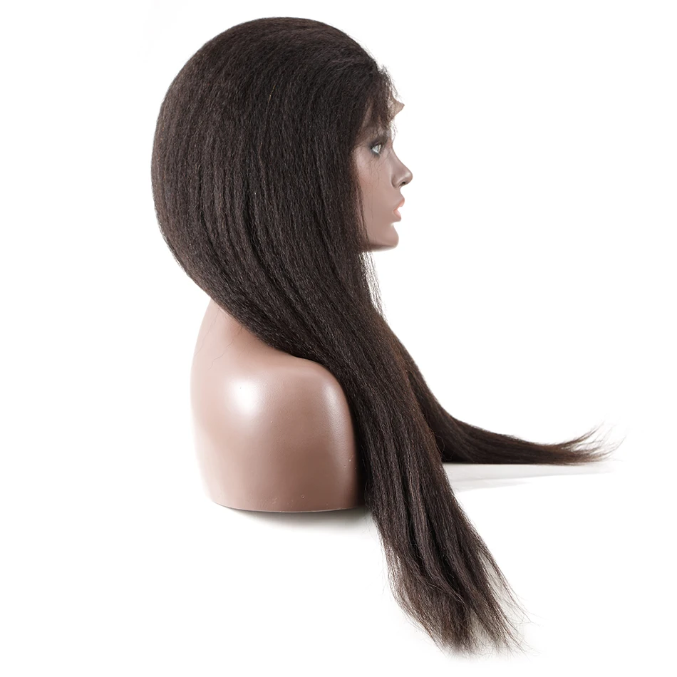 Luvin OneCutHair кудрявые прямые 13x6 бесклеевой Синтетические волосы на кружеве парики из натуральных волос на кружевной черный Для женщин