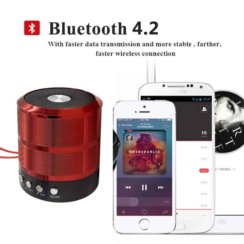 Беспроводные портативные мини Bluetooth колонки с микрофоном 5 Вт большой звук