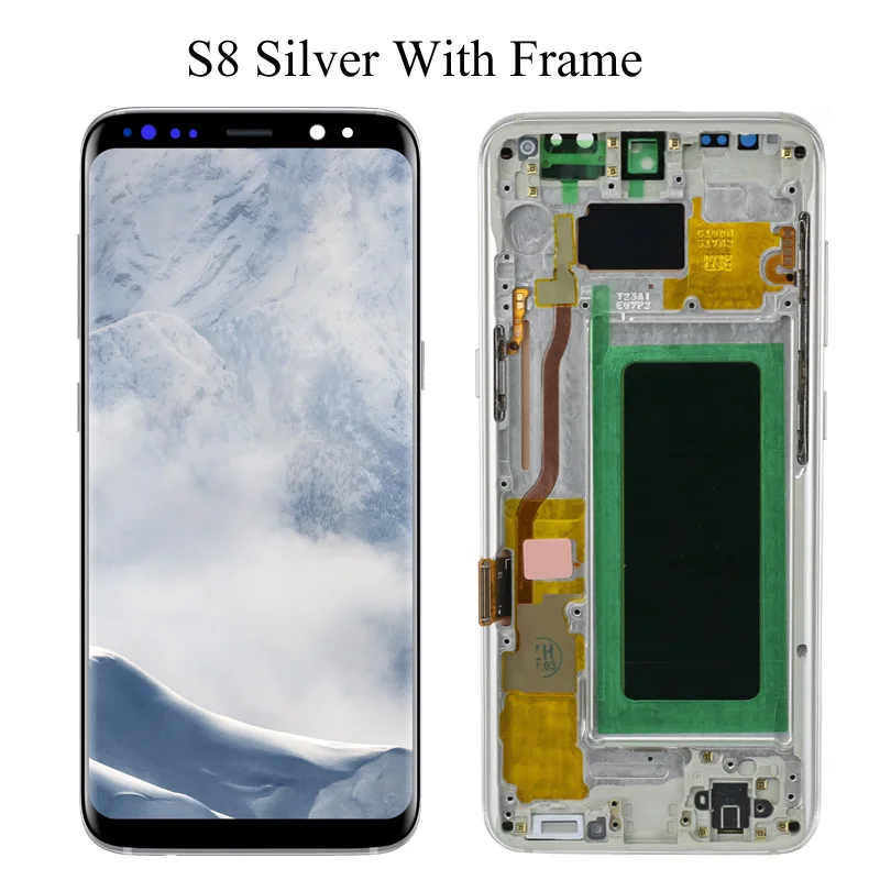 Супер AMOLED S8 lcd с рамкой для SAMSUNG Galaxy S8 G950 G950F дисплей S8 Plus G955 G955F сенсорный экран дигитайзер - Цвет: S8 Sliver Frame