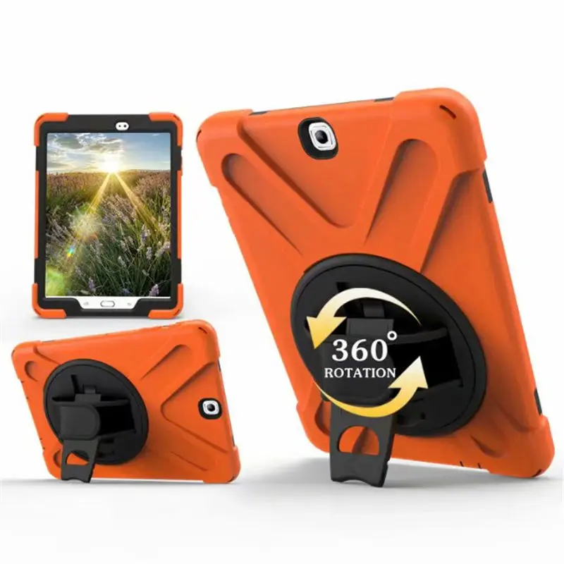 Чехол для планшета, чехол для samsung Galaxy Tab A 9,7, SM-T550, SM-T555, T550, P550, Силиконовый противоударный чехол с подставкой и ремешком на руку - Цвет: Orange