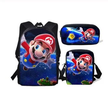 

Kids Backpack Super Mario Bros Printing Anime School Bags 3Set for Boys Children Backpacks Student Book Bags Mochila