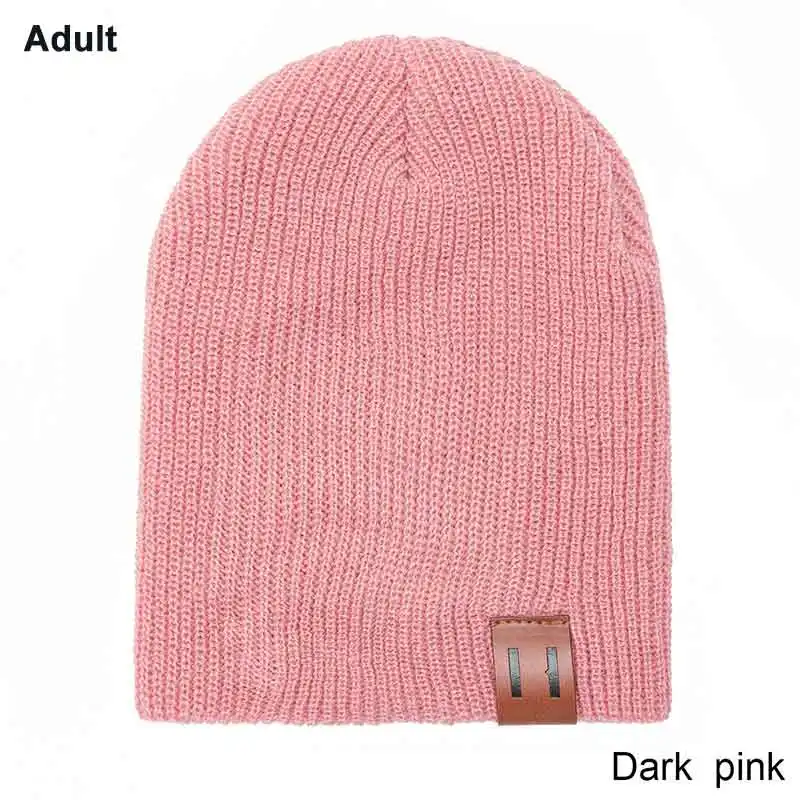 adult dark pink TRUENJOY/Новое поступление, Детская Зимняя Шапка-бини, мягкая теплая вязаная шапочка-бини для мужчин и женщин, SKullies, девочки-мальчики, взрослые дети - Цвет: adult dark pink