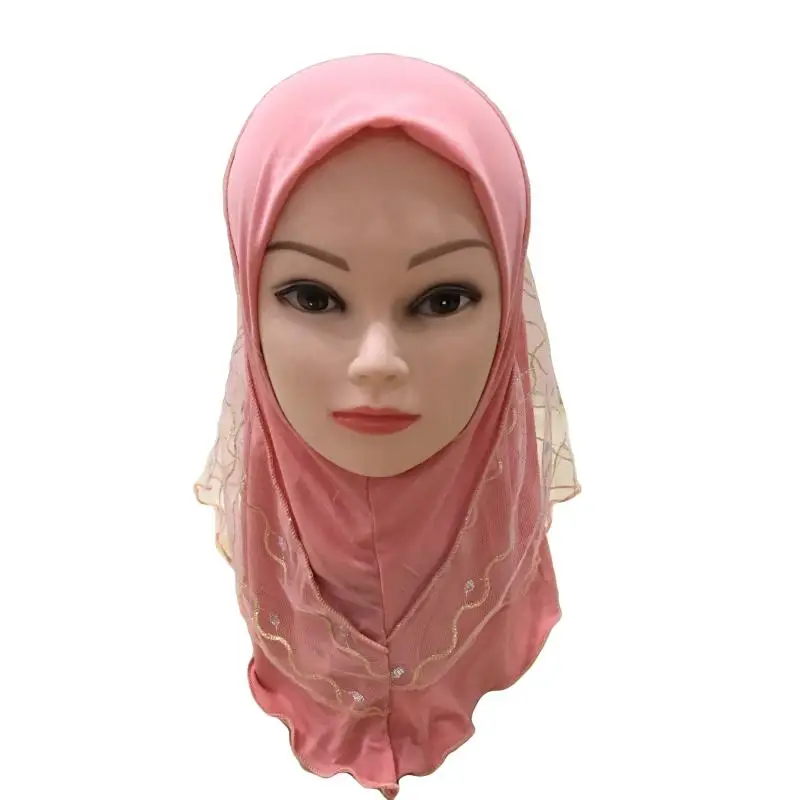 Одна деталь Amira мусульманских детей девочек сетчатая шапка платок шаль Обёрточная бумага Исламская, молитвенная хиджаб висячий крышка головные уборы Ближнего Востока
