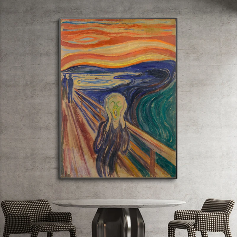 Edvard Munch Scream Shout Oil Painting on Canvas Art Posters and Prints Wall Picture for Living Room Decoracion Cuadros | Дом и сад