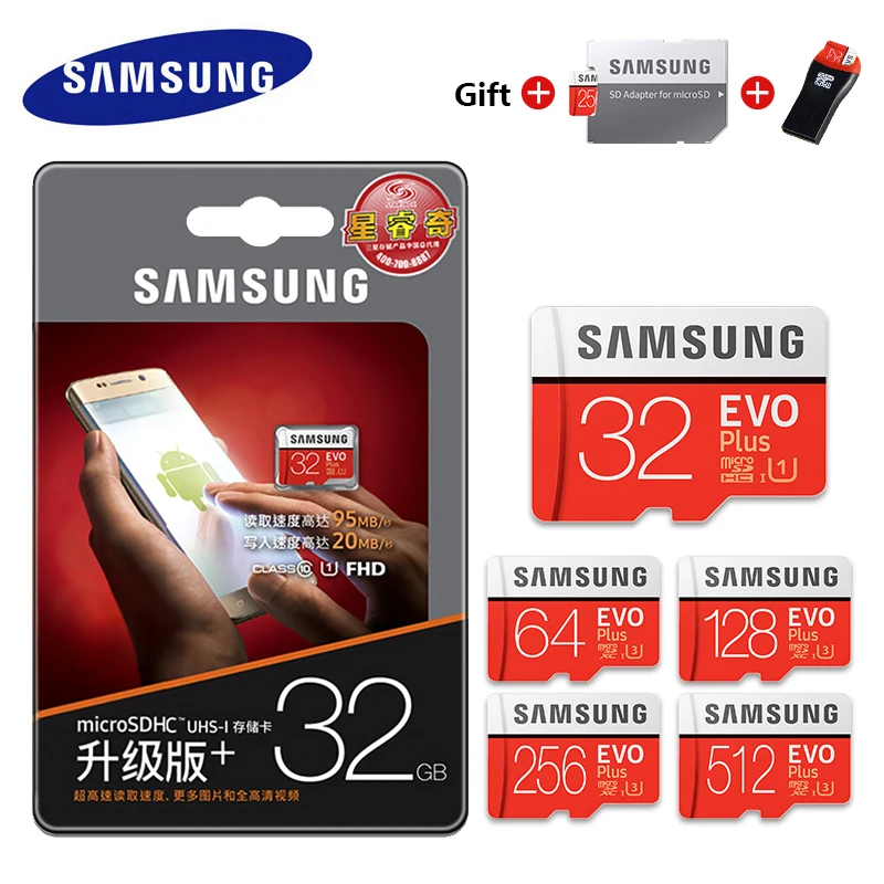 Карта памяти SAMSUNG Micro SD 256 ГБ 32 ГБ 64 Гб 128 ГБ SDHC SDXC класс EVO+ класс 10 C10 UHS TF SD карты транс флэш Microsd