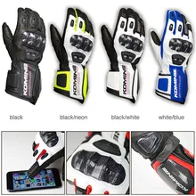 GK198 мотоциклетные перчатки, длинные перчатки с сенсорным экраном, кожаные перчатки из углеродного волокна для верховой езды, гоночные бездорожья, небьющиеся рыцарские перчатки