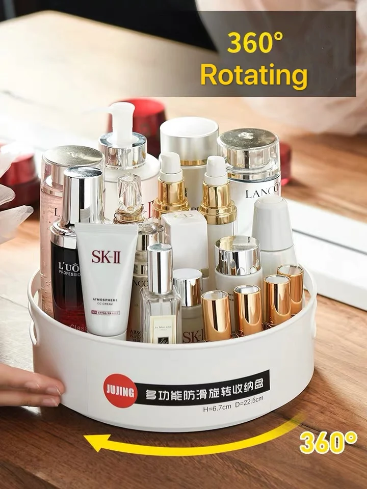 

Non-Slip Rotating Storage Tray Fruit Snack Dried Storage Plate Multifunctional Plastic Desktop Organizer Kitchen Bathroom Use