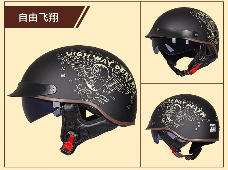 GXT мотоциклетный шлем, Мужской винтажный шлем Casco, мотоциклетный шлем с открытым лицом, мотоциклетный гоночный шлем для верховой езды, с сертификацией в горошек - Цвет: Colour 11