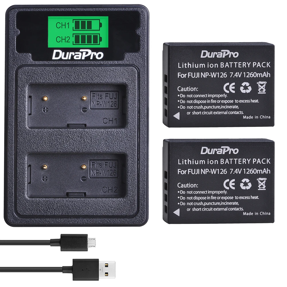 Batteria e caricatore doppio per Fuji NP-W126 - 1260mAh 30