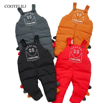 

COOTELILI Winter Pants For Baby Girls Clothes Cute Dinosaur Warm Children Clothing Windproof Snowsuit Kids Girls Trousers Pants