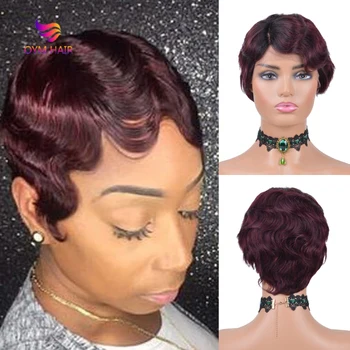 

Short Finger Wave Wigs U Part Lace Human Hair Wigs Brazilian Remy Retro Hair Pixie Cut Wigs For Women Short Bob Wigs Human Hair