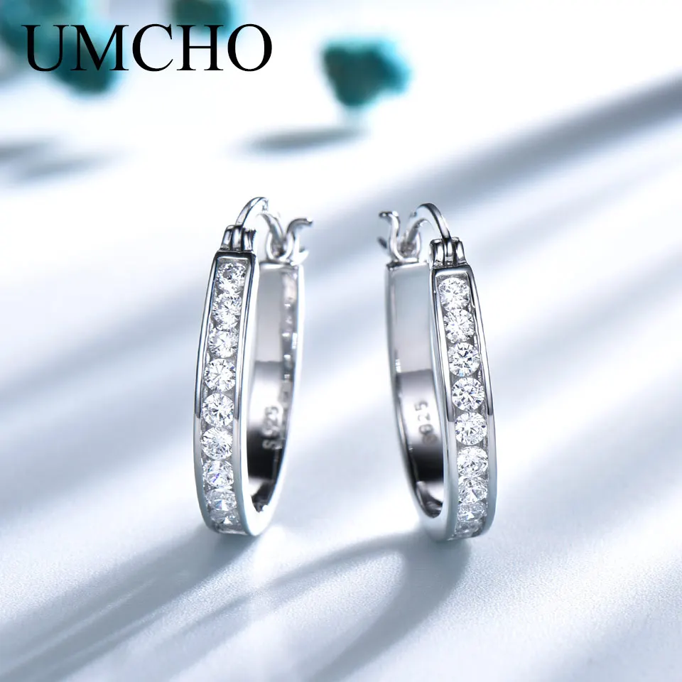 Ceny UMCHO klipsy ze srebra próby 925 dla kobiet kamień szlachetny ślub elegancka biżuteria zaręczynowa Valentine prezent