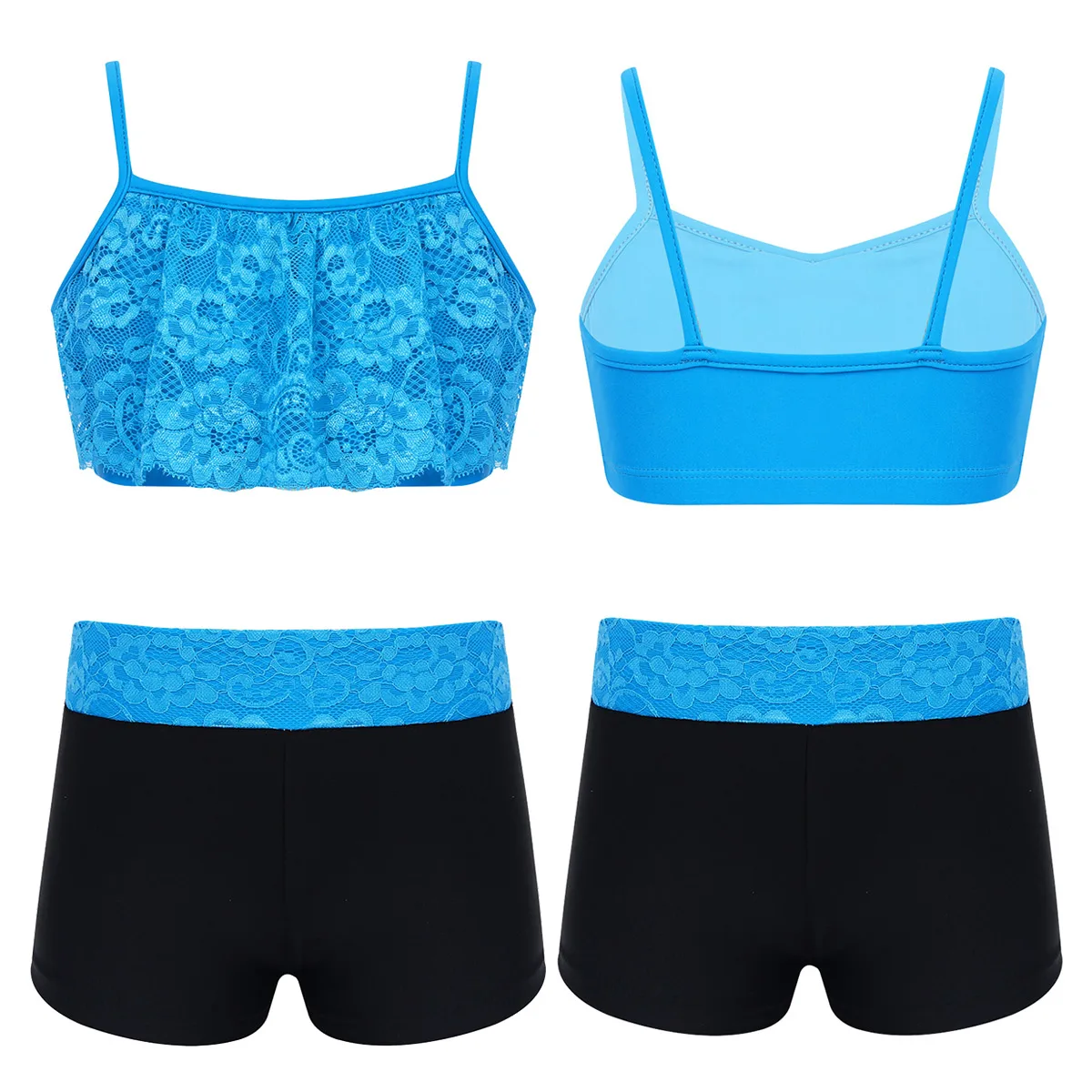 Детские танкини для девочек одежда выступлений тренировок танцев на тонких