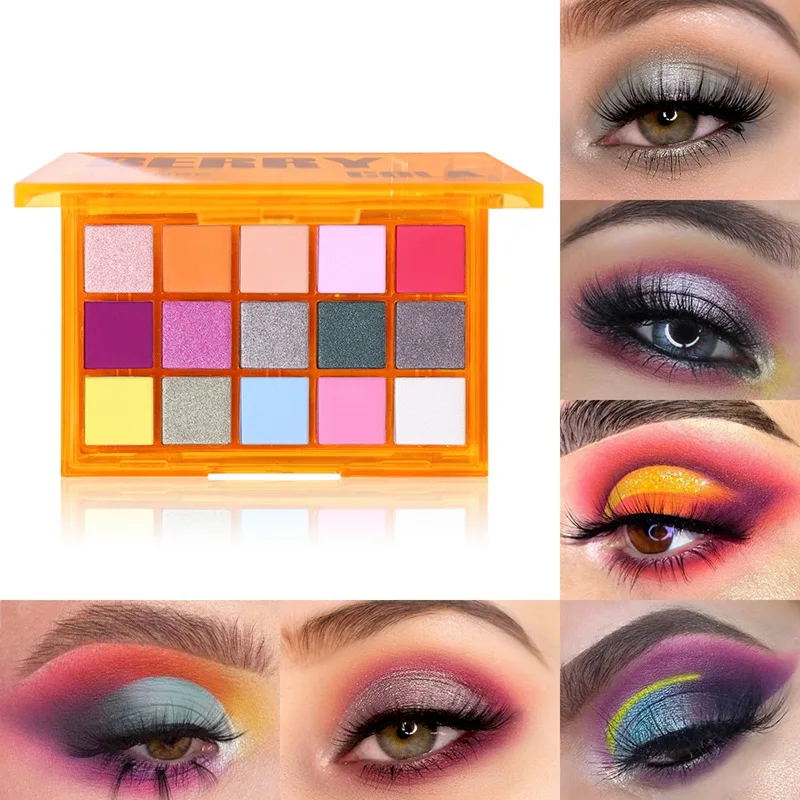 15 Colors Pigment Shimmer Glitter Matte Metallic Nude Blendable Eyeshadow Palette Smoky Makeup Eye Shadow Palette