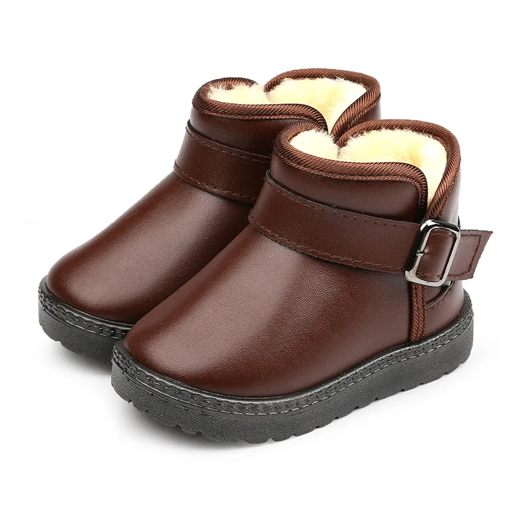 Зимние Детские однотонные плюшевые теплые удобные короткие ботинки на плоской подошве для маленьких девочек; зимние ботинки; Уличная Повседневная обувь для девочек;