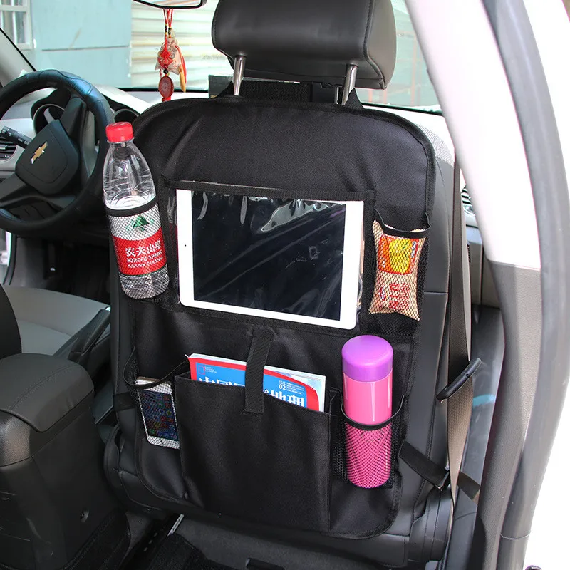 

Car Seat Back Organizer Touch Screen iPad Holder Multi Pocket Toy Snack Book Storage Bag Backseat Kick Protector Cover For Kids