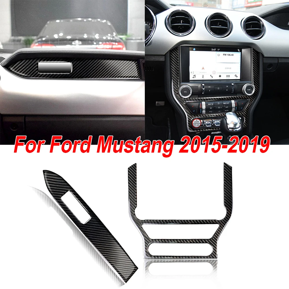 2 шт интерьерная наклейка авто отделка из углеродного волокна для Ford Mustang