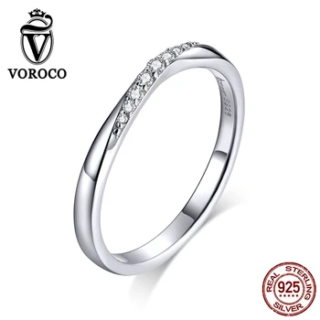 

[[Buy 4pcs Save more 5%]]VOROCO BNR095 925 Sterling Silver Ring Romantic Eternal Love Promise French Oath Ring Jewelry