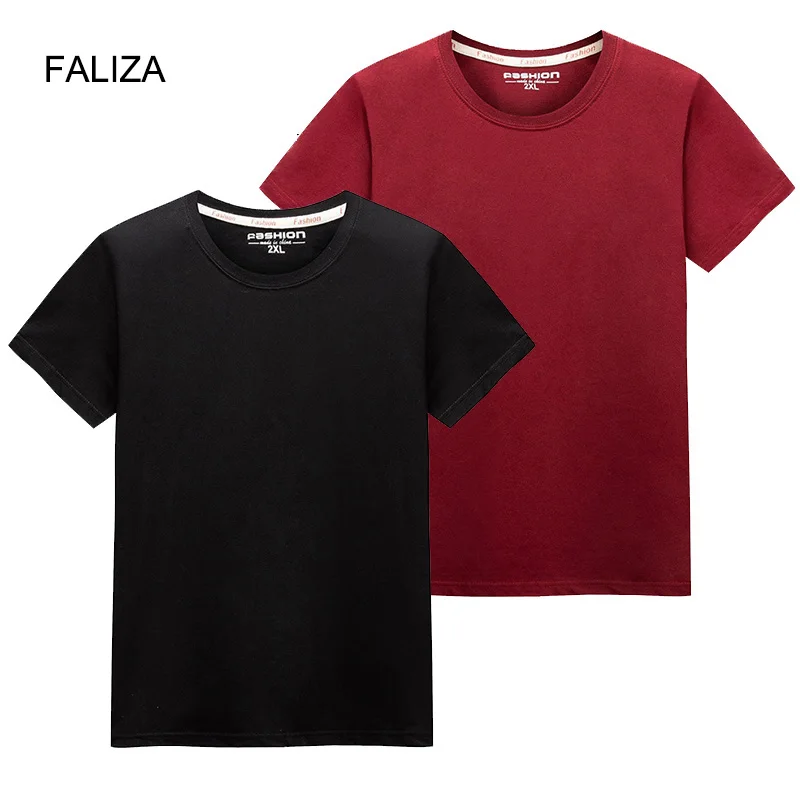 

Big Size Men T-Shirt Pack of 2 Hot Sale Crewneck T Shirt Men Short Sleeve Summer Tops Tee Shirt Homme Solid Cotton Tshirt TX139