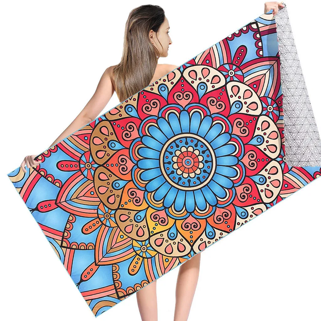 Летнее пляжное полотенце из микрофибры впитывающее банное с принтом сушильная