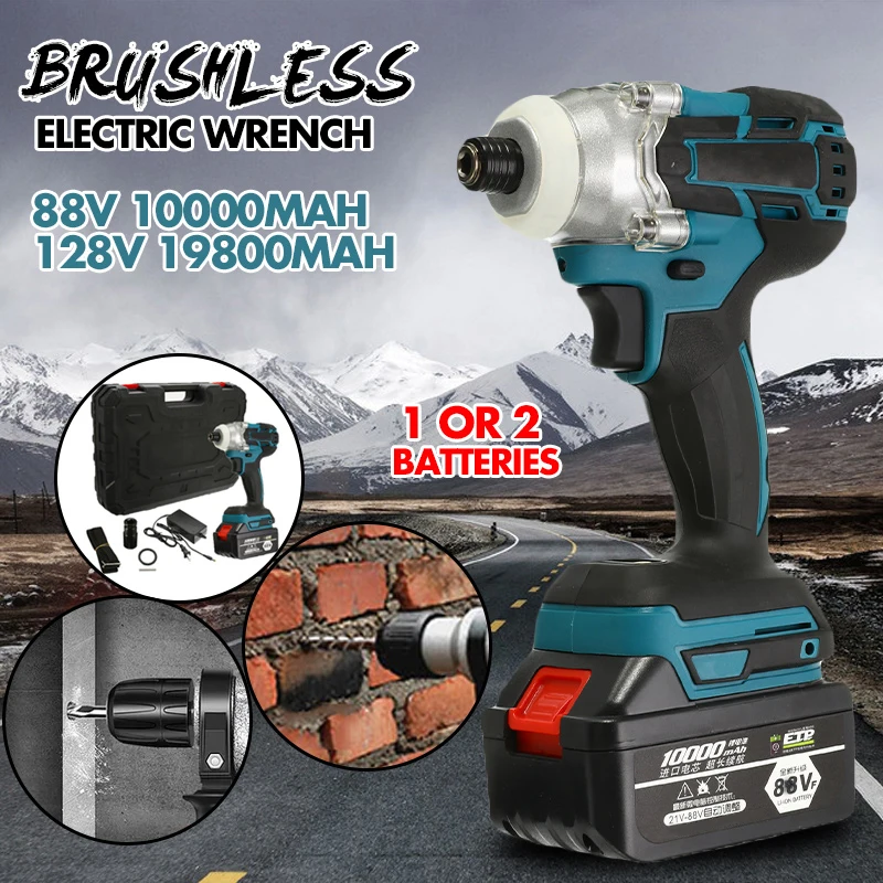  88V/128V Brushless Screwdriver Cordless Screwdriver Power Tools Handheld Drill Lithium Battery Char