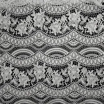 

2Yard High Quality White Wavy African Flower Embroidery Soluble Milk Silk Lace Fabric/ Guipure Cord Nigerian Wedding Lace Fabric
