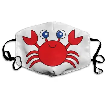 

Cute Cartoon Crab Washable Reusable Mask, Cotton Anti Dust Half Face Mouth Mask For Kids Teens Men Women With Adjustable Ear