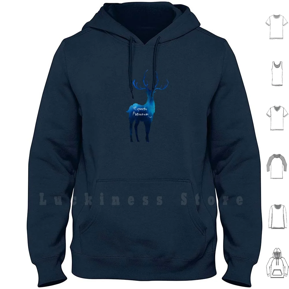 Skelto Patronum Felpe Con Cappuccio Patronum Magic Provento Deer Nature Night Fate Blue Wood Forest